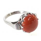 14K WG Coral Ring 5.3g TW Sz 5
