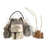 Carved Wood Double Clapper Bells w/ Handles