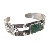 Sterling Turquoise Thunderbird Motif Cuff 19g TW