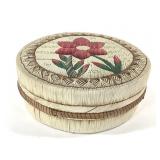 Lg. Birchbark & Quill Lidded Box w/ Floral Motif