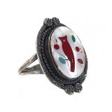 Zuni Sterling Cardinal Inlay Ring 5.7g TW