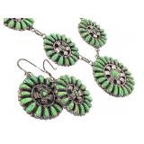 Sterling Green Turquoise Cluster Set 43.0g TW