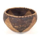 California Coiled Basket Bowl w/ Triangle Pattern