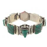 Taxco Mexico Silver Green Onyx Bracelet 43.5g TW