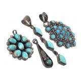 4 Turquoise Sterling Pendants 32.5g TW