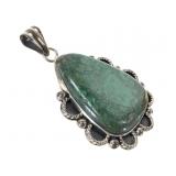 Mexico Sterling Green Turquoise Pendant 29.4g TW