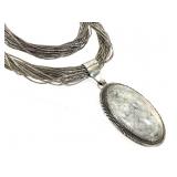 White Buffalo Turquoise & Sterling Necklace 59gTW