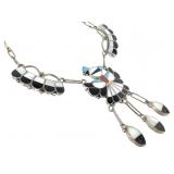 Zuni Artist Signed Sterling Turq+ Inlay Necklace