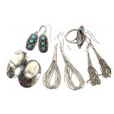 4 Pr Earrings & 1 Ring Sterling Artist Made 24g TW
