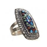 Sterling Micro-mosaic Ring 14.6g TW