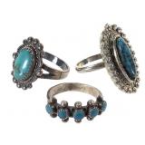 3 Turquoise Rings 16.7g TW