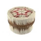Birchbark & Quill Lidded Box w/ Red Star Motif
