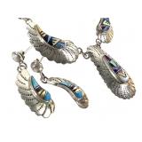 JM Sterling & Stone Inlay Feather  Set 30.2gTW