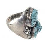 Silver & Turquoise Nugget Ring 28.7g TW