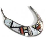 Zuni-Style Inlay Crescent Collar Necklace 64gTW