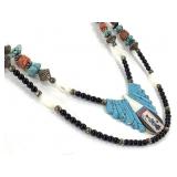 Zuni Double Strand Heishi Bead Figural Necklace
