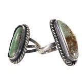 2 Sterling Rings Green Turquoise  18.2g TW