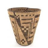 Tall Coiled Basket w/ Geometric Designs