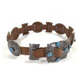 Artist sig Concho Ster Turq Leather Belt 545gTW