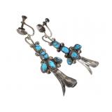 Sterling & Turquoise Earrings w Screw Backs 12.22g