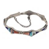 NA Sterling & Multi-Stone Inlay Bracelet  18.9g TW