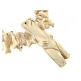 Hand Carved Bone Bear & Fish Fetish Necklace