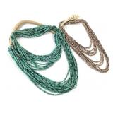 2 Stone & Shell Bead Strand Necklaces