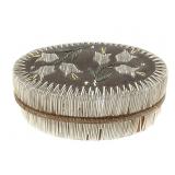 Oval Birchbark & Quill Lidded Box w/ Floral Motif