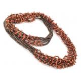 Multi-Strand Sterling & Red Coral Necklace