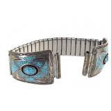 Artist Stamped Sterling Turquoise Watch Tips