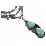Signed Sterling & Turquoise w Navajo Beads 53g TW