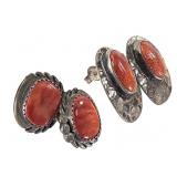 2 Pr Sterling Spiny Oyster Earrings