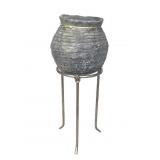 Ancient Native American Corrugated Pot w Stand