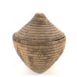 Lg Lidded Polychrome Coiled Storage Basket