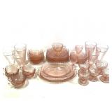 35 Pc Pink Depression Glass Set