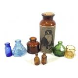 TCW Wheaton Amber Vegetine 2 Inkwell Bottles+