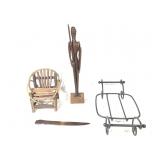 Carved Don Quixote Logaberger Wrought Iron Stand+
