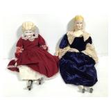 2 Porcelain Dolls Froley w Victorian Era Clothes