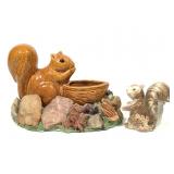 Ceramic Squirrel Planter w/ Natural Stones +