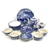 16Pcs Small & Miniature Flow Blue Dishes