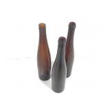 3 Amber Glass Beverage Bottles