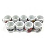 9 Miniature Sports Team Branded Ceramic Mugs