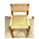 Vtg Small Wood Char w Woven Back & Seat