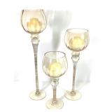 Tall Glass Goblet Candle Holders W/ Candles