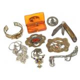V E Brass Brooch Hammer Pocket Knife Jewelry+