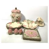 13 Pc Franciscan Desert Rose Cookie Jar Platter+