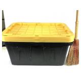 Heavy Duty Storage Tote w/ Lid & Broom