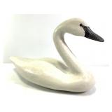 Lg Hand Carved Carved Wood Swan Figurine 21"L