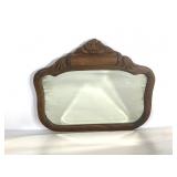 Carved Oak Wall Beveled Mirror 18 1/8"H x 22 1/4"W