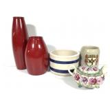 Hand Painted Sugar Bowl Scheurich Cermic Vases +
